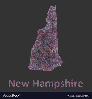 New Hampshire line art map vector image