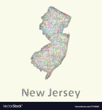 New Jersey line art map vector image