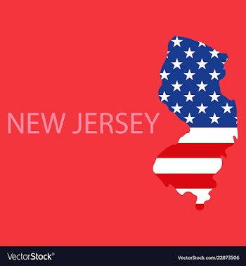 New jersey state of america with map flag print vector image