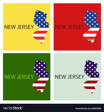 New jersey state of america with map flag print vector image