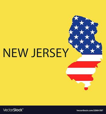 New jersey state of america with map flag print vector image