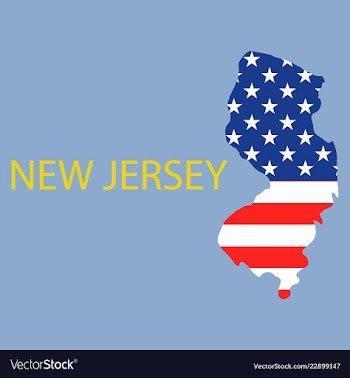 New jersey state of america with map flag print vector image