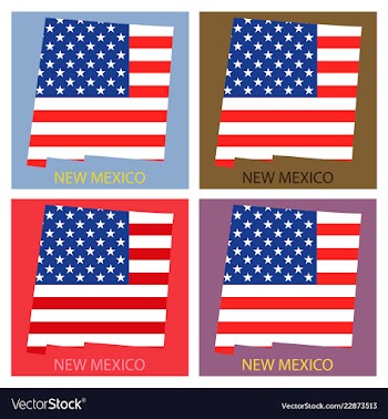 New mexico state of america with map flag print vector image