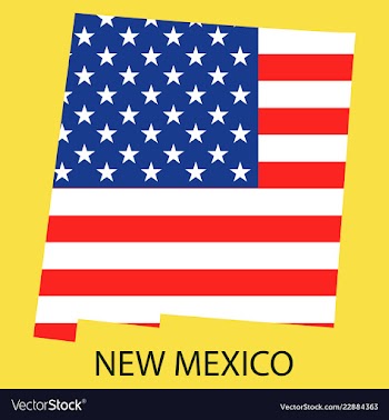 New mexico state of america with map flag print vector image