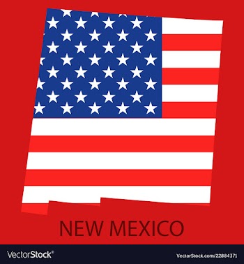 New mexico state of america with map flag print vector image
