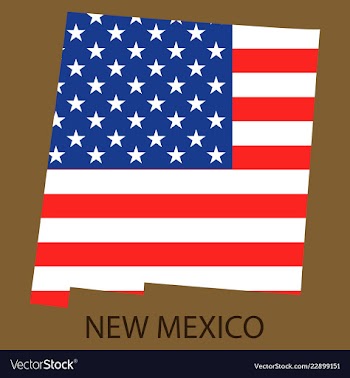 New mexico state of america with map flag print vector image