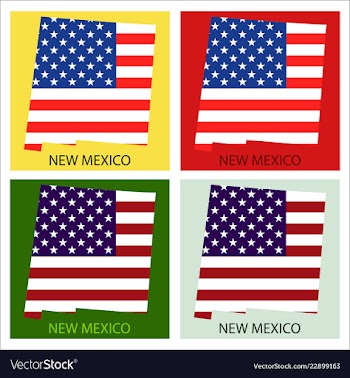 New mexico state of america with map flag print vector image