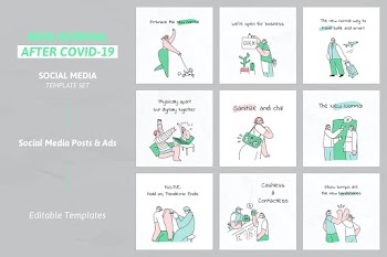 New normal lifestyle template psd after COVID-19 campaign advertisement