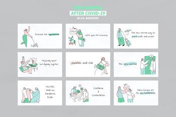 New normal lifestyle template psd after COVID-19 campaign advertisement