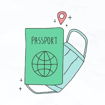 New normal travel essentials vector doodle illustration