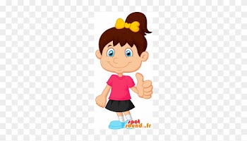 New Smiling Girl Mascot With A Colorful Outfit - Boy And Girl Standing Clipart