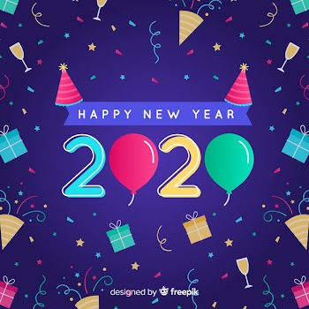 New year 2020 in flat design Free Vector