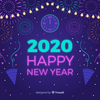 New year 2020 in flat design Free Vector