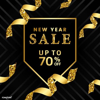 New year 70% off sale sign vector | Free stock vector - 535071