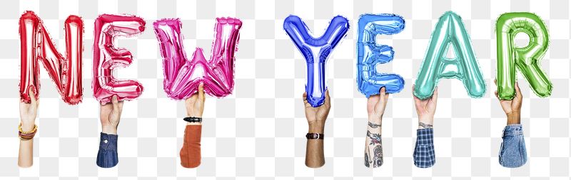 New Year balloon png word | Free PNG - rawpixel
