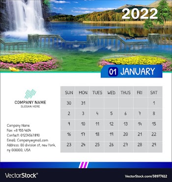 new year calendar for 2022 with flowers