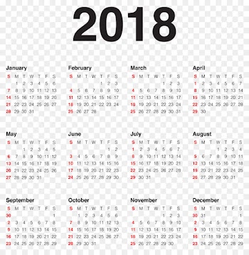New Year Calendar Wish Party - 2018 Calendar Transparent PNG Clip Art Image 