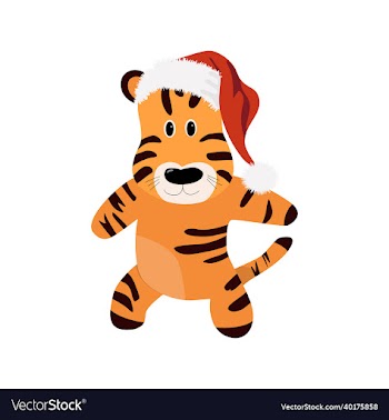 new year card with cute baby tiger
