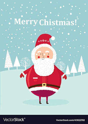 new year card with santa claus in the winter fores