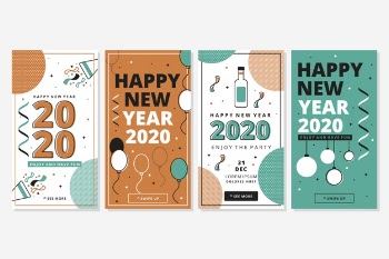 New year celebration instagram story collection Free Vector