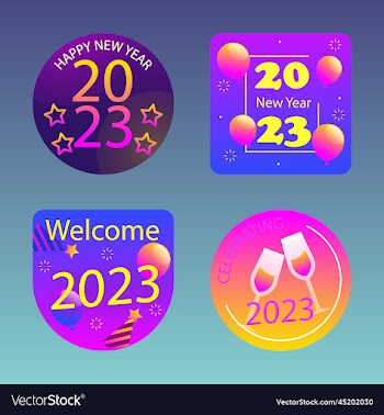 new year celebration label collections happy