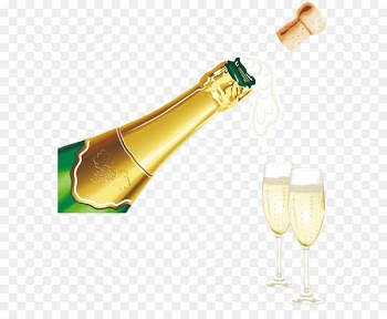 New Year Champagne with Glasses PNG Clipart Picture 