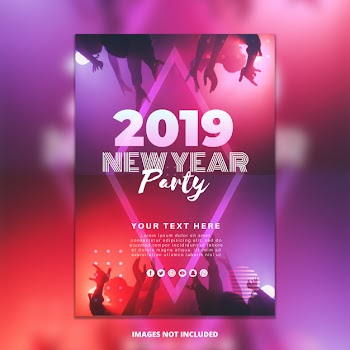 New year christmas party poster mockup Free Psd