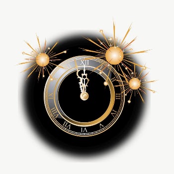 New Year clock clipart, illustration | Free Vector - rawpixel