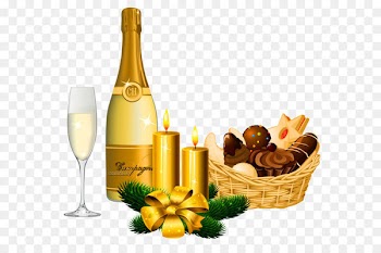 New Year Delicacies and Champagne PNG Picture 