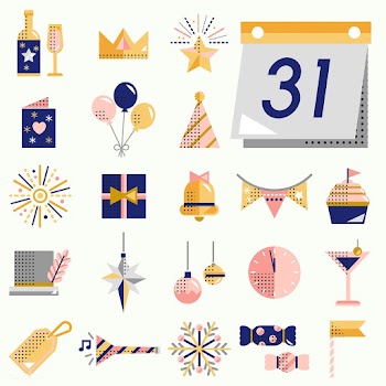 New year icons set vector | Free stock vector - 281040