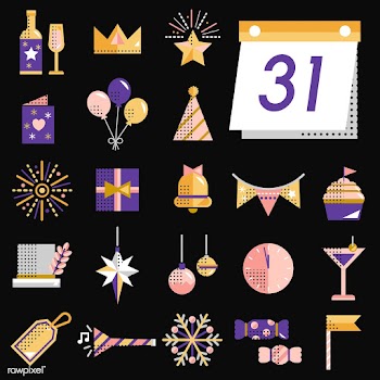 New year icons set vector | Free stock vector - 281042