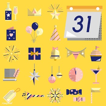 New year icons set vector | Free stock vector - 281052