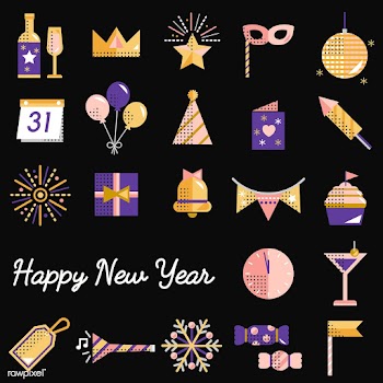 New year icons set vector | Free stock vector - 281069