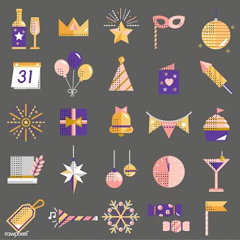 New year icons set vector | Free stock vector - 281096