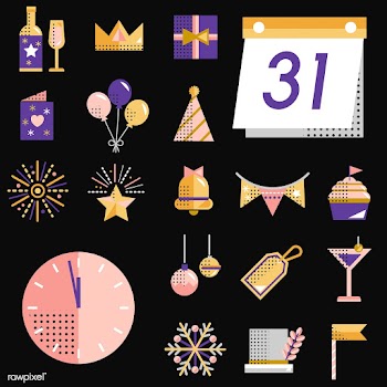 New year icons set vector | Free stock vector - 281109