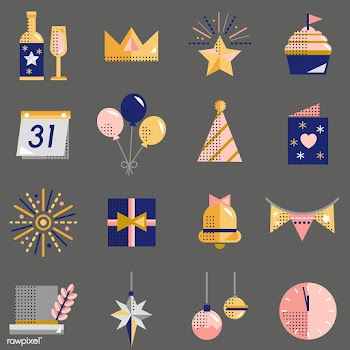 New year icons set vector | Free stock vector - 281137