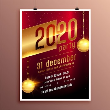New year party celebration flyer or poster template Free Vector