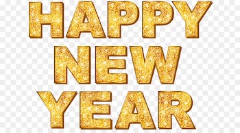New Year's Day - Gold Happy New Year English WordArt 