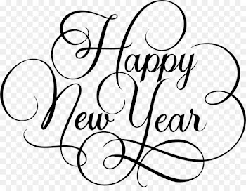 New Year's Day Wish - Romantic squiggle English Happy New Year 