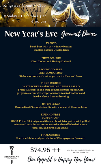New Year's Eve Dinner - Kingsway Country Club