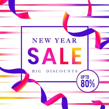 New year sale 80% off sign vector | Free stock vector - 535032