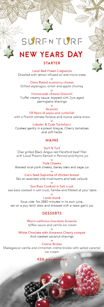 New Years Day Menu Malta, New Years Day Dinner | Surf N Turf