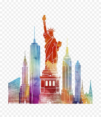 New York City Poster Watercolor painting Illustration - Watercolor New York comics 
