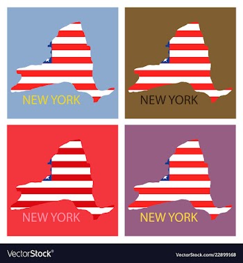 New york state of america with map flag print on vector image