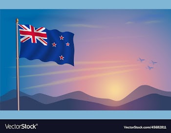 new zealand flag in the morning sun