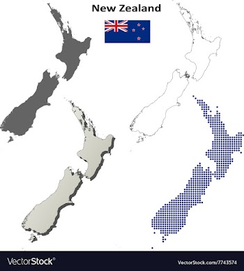 New Zealand outline map set vector image