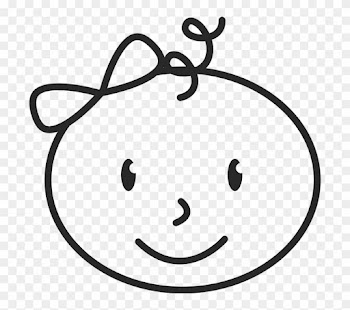 Newborn Baby Face With Bow And Curly-q Stamp - Stick Figure Baby Face