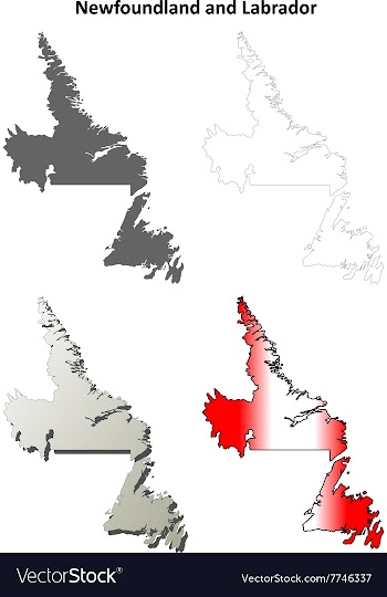 Newfoundland and Labrador blank outline map set vector image