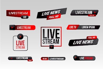 News banners style live stream Free Vector