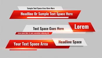 News style lower third red banners set Free Vector